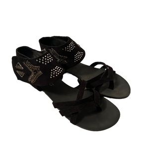 Nadara Women’s Black Beaded Sandals Size 9